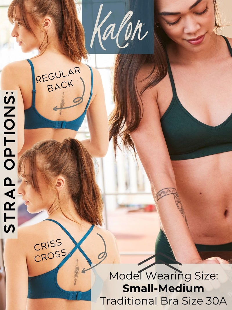 Kalon Womenâ€™s 4 Pack Demi Padded Bralette Wireless Comfortable Bra (S/M, Dark Vintage) - Image 3